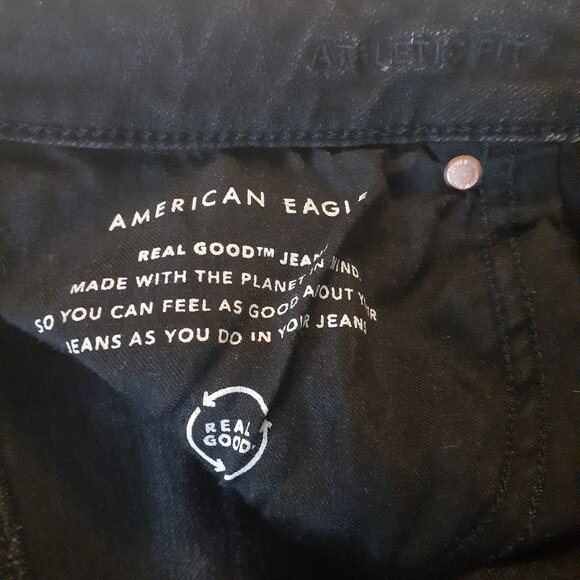Men's American Eagle Distressed Black Denim, Size 30 Waist/34 Length - Picture 5 of 8